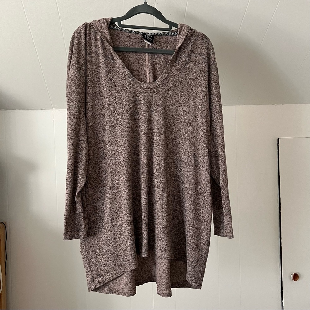 Bobeau | Heathered Purple Hooded Top